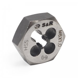 Плашка М 6 х 1,0 мм 6g HSS R6M5 гексагональная (S&R, 111203006)
