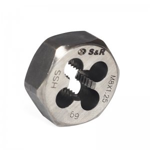 Плашка М 8 х 1,25 мм 6g HSS R6M5 гексагональна (S&R, 111203008)