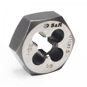Плашка М 10 х 1,5 мм 6g HSS R6M5 гексагональная (S&R, 111203010)