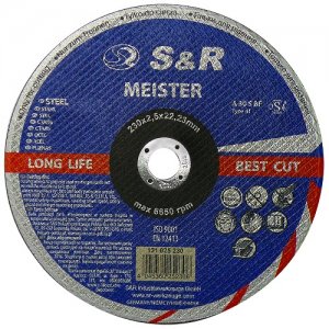 Круг відрізний 230x2,5x22 по металу S&R Meister типу A 30 BF R