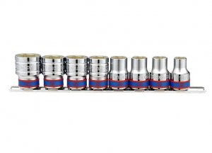 Набір головок 1/2" 8 од. 6-ти гранні (10-22мм) на планці (KING TONY, 4510MR)