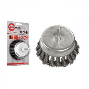 Щітка чашкова 75 мм, для дрилі, 1/4", плетений дріт (Intertool, BT-3075)