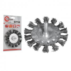 Щітка дискова 100 мм, для дрилі, 1/4", плетений дріт (Intertool, BT-8100)