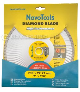 Алмазний круг NovoTools Basic 230 мм*7 мм*22,23 мм Турбохвиля (DBB230/TW)