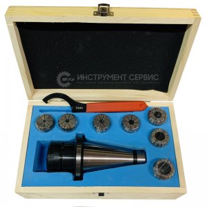 Патрон цанговий NT50-ER40, хвостовик конус 7:24-50 (M24*3,0) з набором цанг 7 шт, 6-25мм (IS)