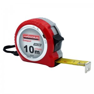 Рулетка 10 м х 25мм, нейлон, пластиковий корпус, 2 стопа, Compact (Haisser, 22034)