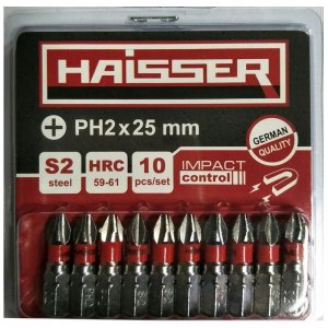 Набір біт PH2х25 мм, S2, 10шт (Haisser, 2712701)