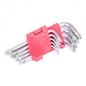 Набір Г-подібних ключів TORX з отвором 9 шт., Т10-Т50, Cr-V (Intertool, HT-0604)