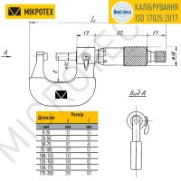 Мікрометр гладкий МК-100 0,01 кл.1 (калібрування ISO 17025) Мікротех®