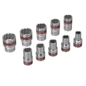 Набір торцевих головок 1/2", 12-ти гр., CrV, 10шт., 10-22мм (MTX, 135969)