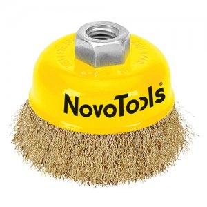 Щітка торцева 125 мм, М14, гофрований дріт, латунь (NovoTools, NTWB12514BC)
