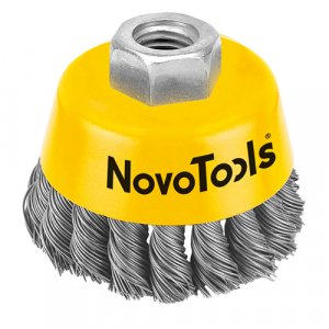 Щітка торцева 75 мм, М14, плетений дріт, сталь (NovoTools, NTWB7514ST)