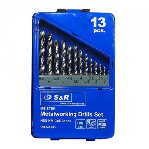 Набір свердел по металу 13 шт. 1,5-6,5 мм S&R MEISTER HSS Co5% (108849013)