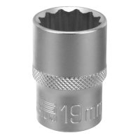 Головка торцева 19 мм, 1/2", 12-гранна, CrV, хром (STELS, 13665)