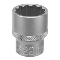 Головка торцева 22 мм, 1/2", 12-гранна, CrV, хром (STELS, 13668)