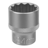 Головка торцева 24 мм, 1/2", 12-гранна, CrV, хром (STELS, 13669)