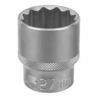 Головка торцева 27 мм, 1/2", 12-гранна, CrV, хром (STELS, 13671)